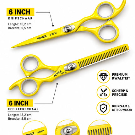 Novex Kappersschaar set 6 Inch – Geel