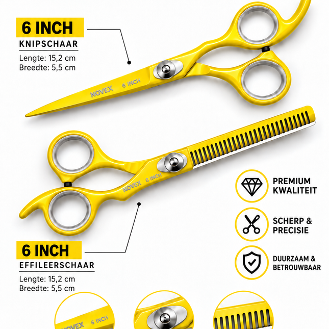 Novex Kappersschaar Set 6 Inch – Geel