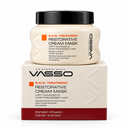 VASSO Professional S.O.S. Restorative Cream Mask – Herstellend Haarmasker met Keratine & Kaviaarextract