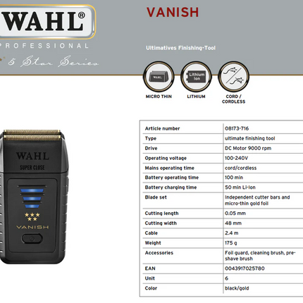 Wahl Vanish Shaver razor Wahl