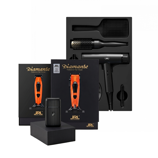 JRL Diamante x Onyx Barber Pro Zwart & Oranje Master Kit - 4-Delige | Tondeuses