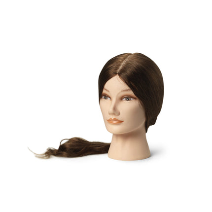 Katarina training head, 100% real hair, dark brown, 55/60 cm