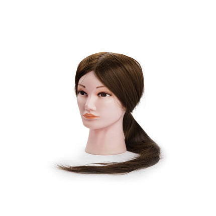 Training head Linda 55/60cm Yaki Synthetic hair dark brown