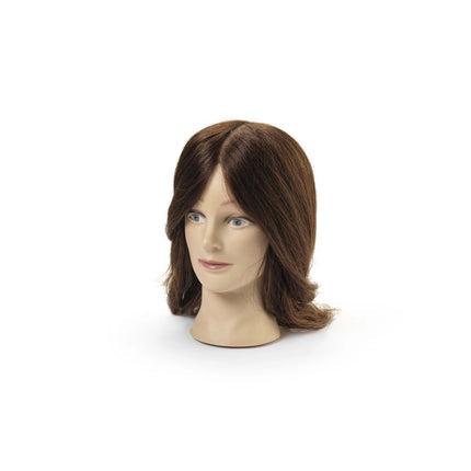 Andrea training head, 100% real hair, dark brown, 40/45 cm