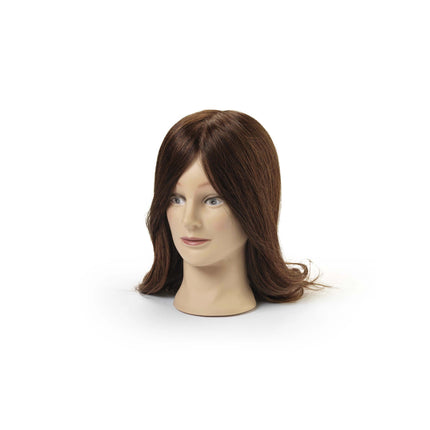 Alice training head, 100% real hair, dark brown, 30/35 cm