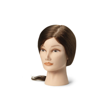 Training head Laura 100% real hair dark brown 35/40 cm