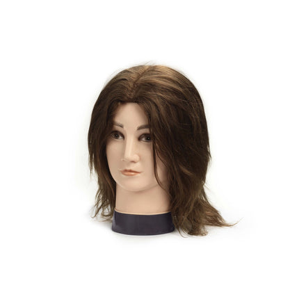 Practice head Magnus 100% real hair dark brown 20 cm